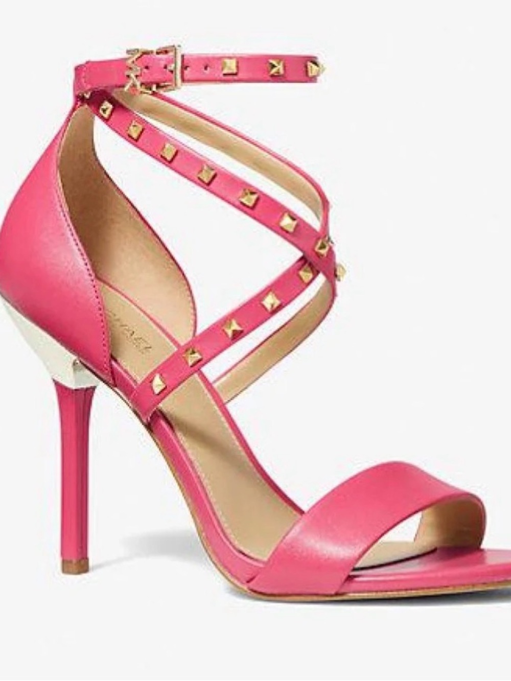 Michael Kors Astrid Studded Leather Sandal Sz 8 Pink